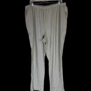 Lands End Sport Knit Pants Womens 2X Petite Light Stone Beige Cotton High Rise